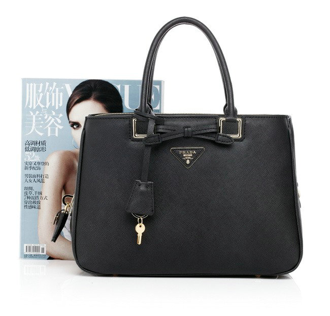 2014 Prada saffiano calfskin tote BN2244 black